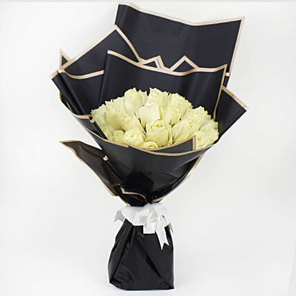 35 White Roses Bouquet: White Flower Bouquets