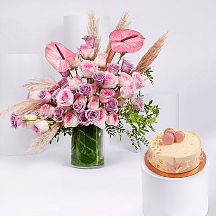 &rlm;تكريما لأمي | كومبو ورد وكيك: تنسيقات هدايا جديدة