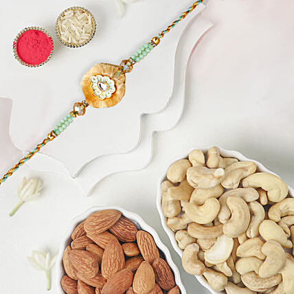Artisan Affection Ethnic Rakhi With Almonds and Cashew: Rakhi With Dryfruits 