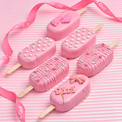 6 قطع كيك بوبسيكل بالشوكولاته للمولودة الجديدة بنت: هدايا الطعام