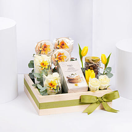 Birthday Wishes with Daffodil Theme Hamper: Birthday Gift Hampers