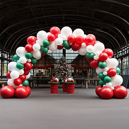 Blue Green Red Balloons Arch: Christmas Home Decor