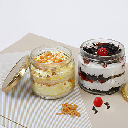 Butterscotch and Black Forest Jar Cakes: Cake In a jar