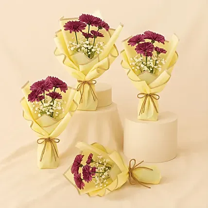 Chrysanthemum Bouquet Set Of 4: Teachers Day Gifts