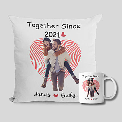 Couple Together Since Personlized Mug And Cushion: Anniversary Cushions