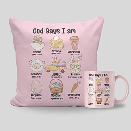 Easter Fun Mug And Cushion Set: Personalised Easter Gifts