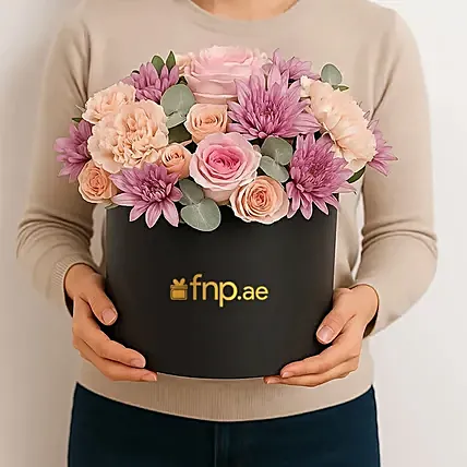 Elegant Flower Arrangement in Black Box: Flowers