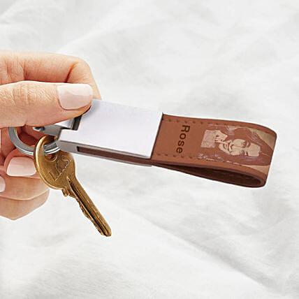 Engraved Photo Leather Keychain: Fashion Lifestyle Gifts