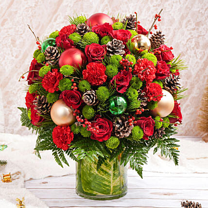 Exotic Flower Vase Arrangement: Christmas Flower Arrangements