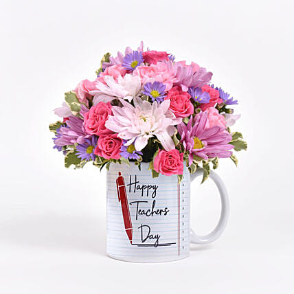 Gerbera and Rose Teachers Day Mug: Rose Bouquets