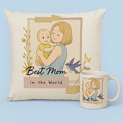 Ghibli Style Best Mom Mug And Cushion Combo: Personalised Ghibli