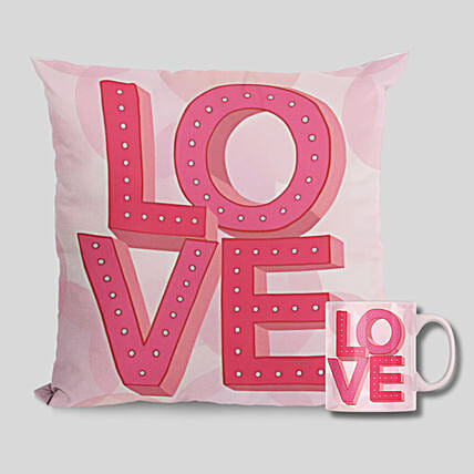 Gift for My Love Mug N Cushion Combo: Anniversary Cushions