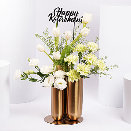 مزهرية توليب التقاعد: باقات ورد ابيض اونلاين