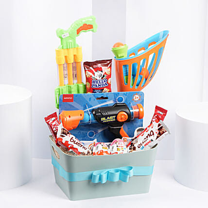 Hello Fun and Treats Basket For kids: Gifts For Holi