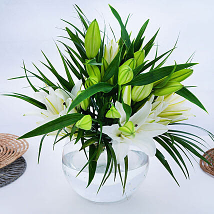 Lilies Happiness Arrangement: White Flower Bouquets