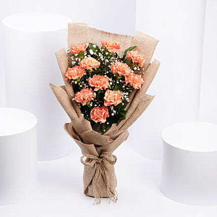 Lovely Orange Carnations Bouquet: Flowers