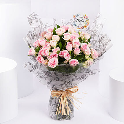 باقة عناق وردي لأمي: باقات ورد وردي اونلاين 