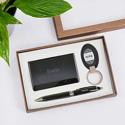 Personalised Card Holder Pen & Key Chain Gift Box: Personalised Combos