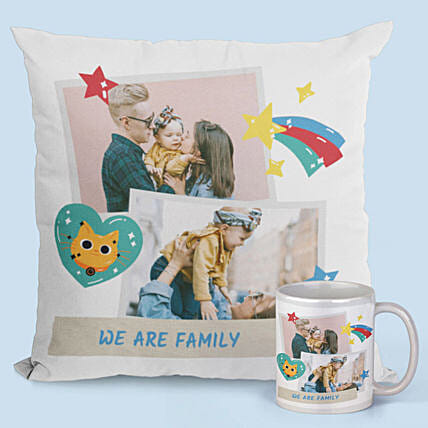 Personalised Family Mug And Cushion Combo: Personalised Gifts for Anniversary