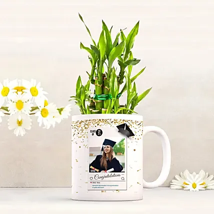Personalised Graduation Mug with Lucky Bamboo: Lucky Bamboo 