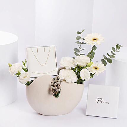 Police Gold Plated Sleek Jewelry Set For Her: Police Jewellery