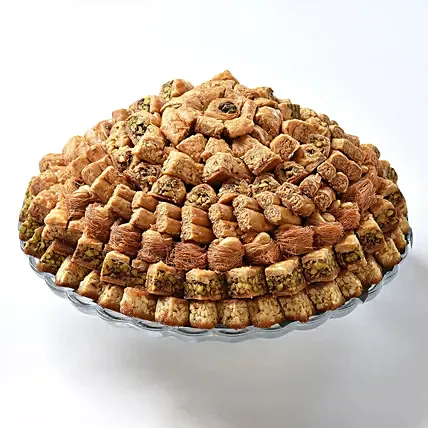 Premium tray with Mixed Baklava by Wafi: Arabic Sweets 