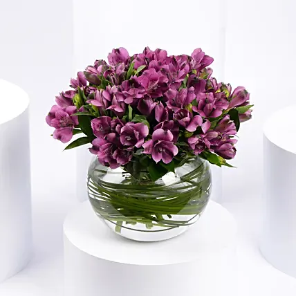 Purple Peruvian Lily Arrangement: Table Centerpieces