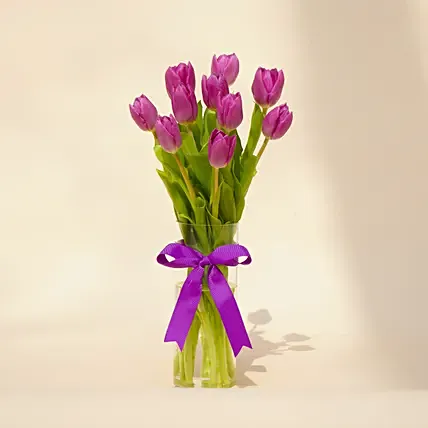 Purple Tulip Arrangement: Women's Day Flowers