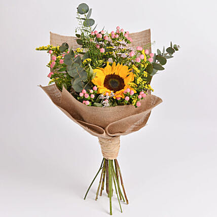 Ravishing Sunflower and Hypericum Bouquet: Sunflower Bouquets