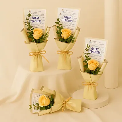 Roses Bouquet Set Of 4 For Teacher: Teachers Day Gifts