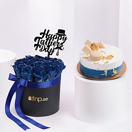 Royal Dad Blooms Box With Cake: 