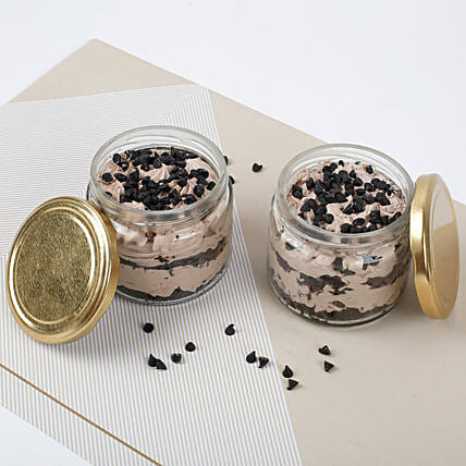 Set of 2 Yummy Chocolate Jar Cakes: Cake In a jar
