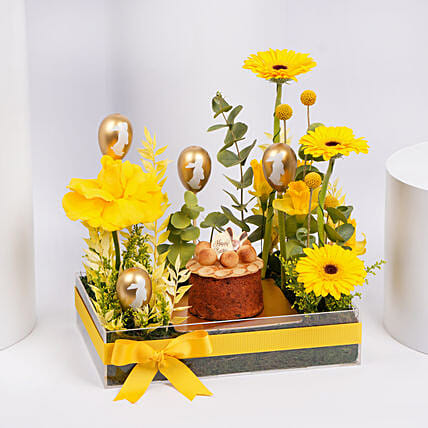Simnel Cake And Easter Flowers Tray: Easter Cakes in Dubai