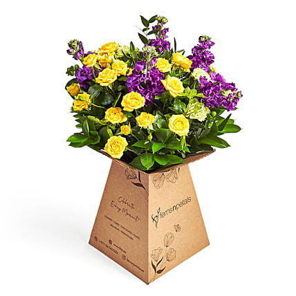 Simply Yellow n Purple: Mixed Flower Bouquets