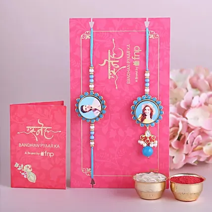 Sneh Personalised Floral Bhaiya Bhabhi Rakhi Set: Rakhi for Bhaiya Bhabhi