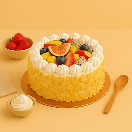 كيك شرائح اللوز بالفواكه بدون سكر: 