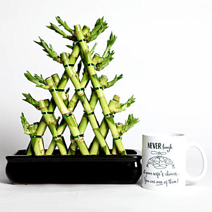Triangle Shape Bamboo with Mug: Anniversary Mugs