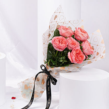 6 Garden Roses Bouquet: Valentine Flower Bouquets