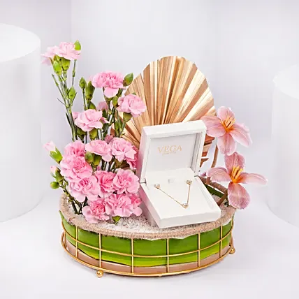 Vega Heart Diamond Necklace And Earring Gift Set For Her: Karwa Chauth Gift for Wife