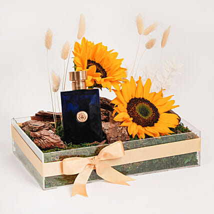 Versace Pour Homme Dylan Blue For Him with Sunflowers: Flowers N Perfumes