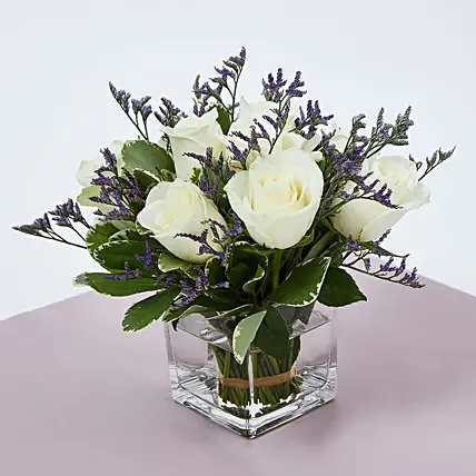 White Roses in a Vase: Rose Bouquets