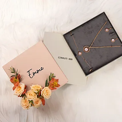 Cerruti 1881 Eclipse Circle Gold MOP Jewellery Set For Her: Jewellery