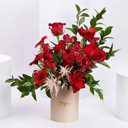 Luxury Red Roses And Gerberas Flower Box Gift: Premium Flowers