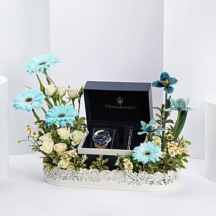 Maserati Blue Dial Analog Watch for Men: 