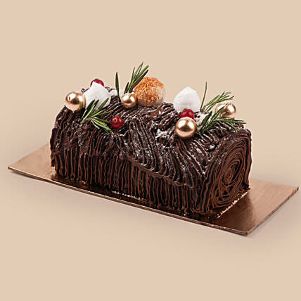 Christmas Decorated Yule Log Cake: هدايا الكريسماس