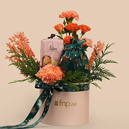 Festive Panettone And Floral Gift Set: Christmas Flower Arrangements