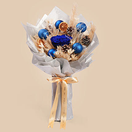 Frosted Blue Pinecone Bouquet: Christmas Balloons