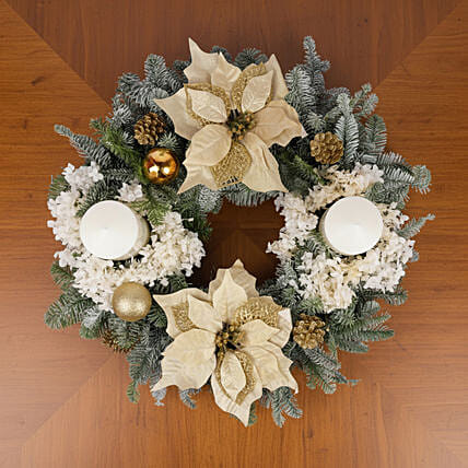 Golden Winter Bloom Christmas Wreath: هدايا كريسماس اونلاين 