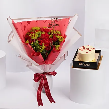 كيك و ورد رومانسي | مع كل حبي: توصيل ورد في رأس الخيمة