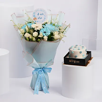 كيك وورد تهنئة مولود ولد: توصيل ورد رأس الخيمة 